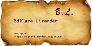 Bögre Lizander névjegykártya